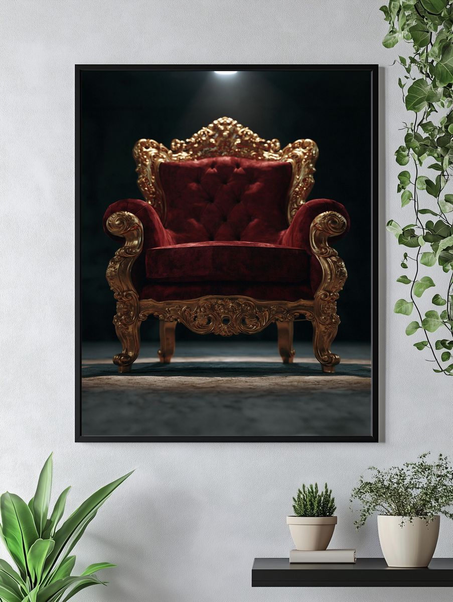 Ornate Velvet Throne Photography Poster. — room view 4