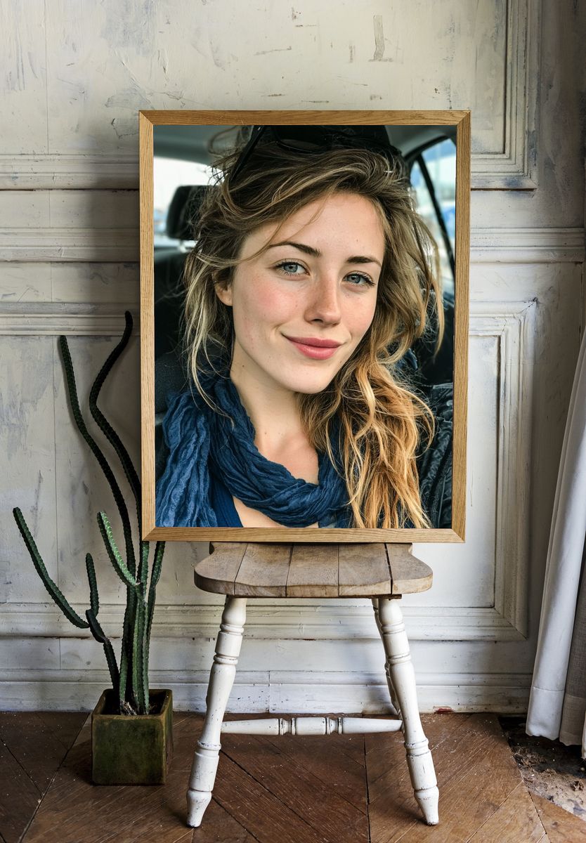 Smiling Woman Portrait Print. room preview