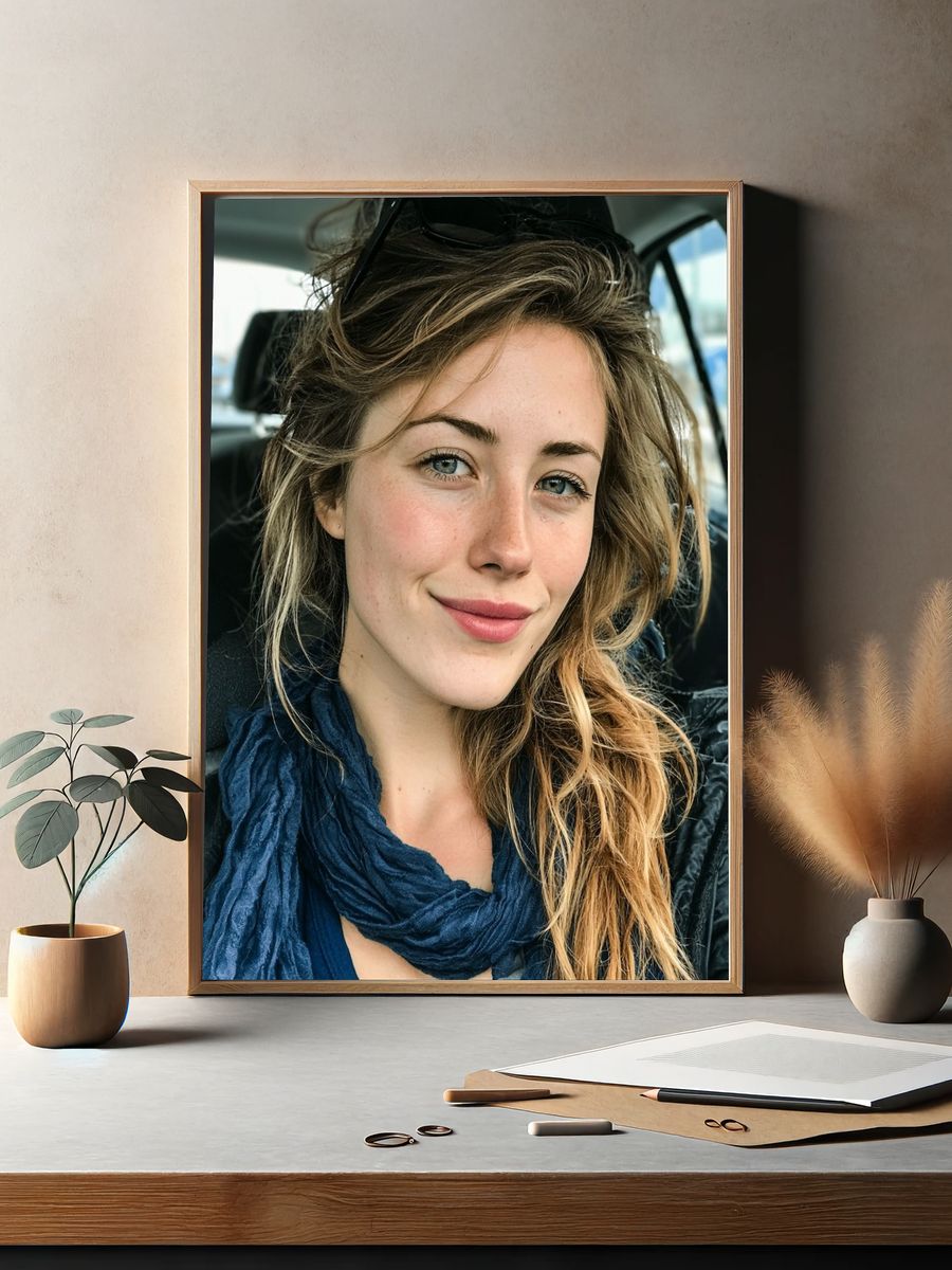 Smiling Woman Portrait Print. — room view 2