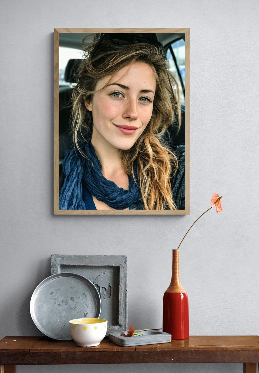 Smiling Woman Portrait Print. — room view 3