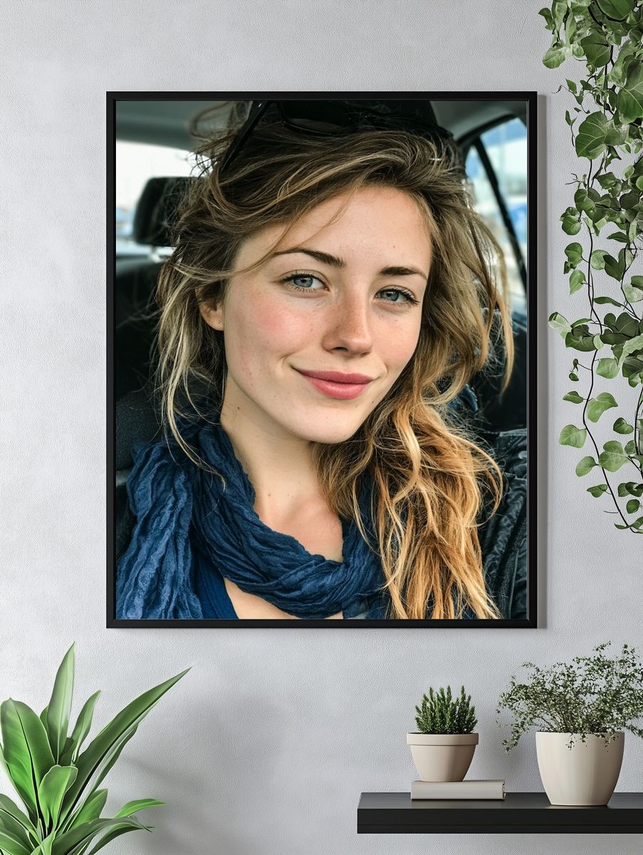 Smiling Woman Portrait Print. — room view 4