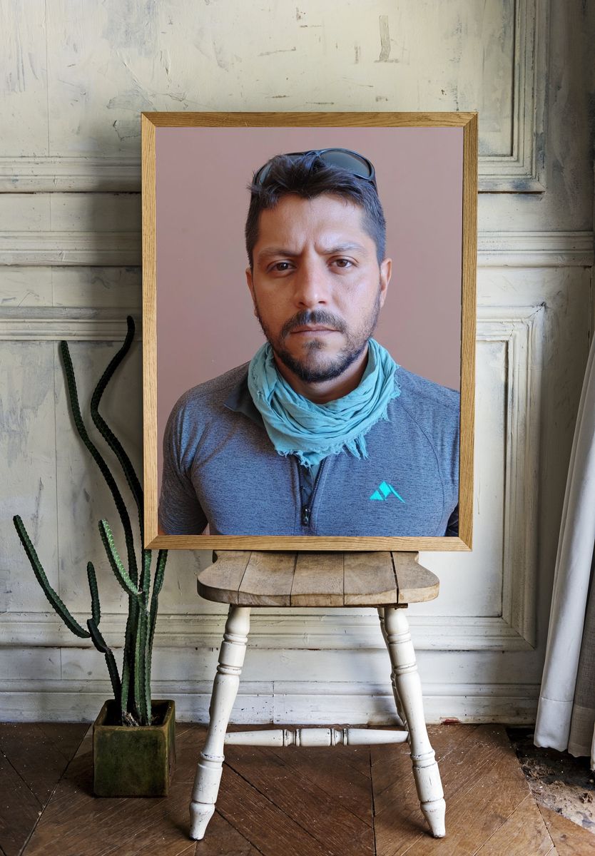 Serious Man Portrait Photography Print. room preview