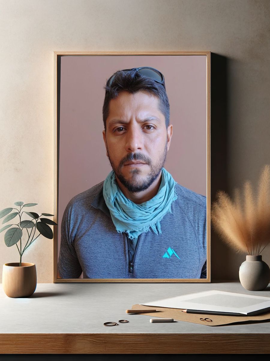 Serious Man Portrait Photography Print. — room view 2