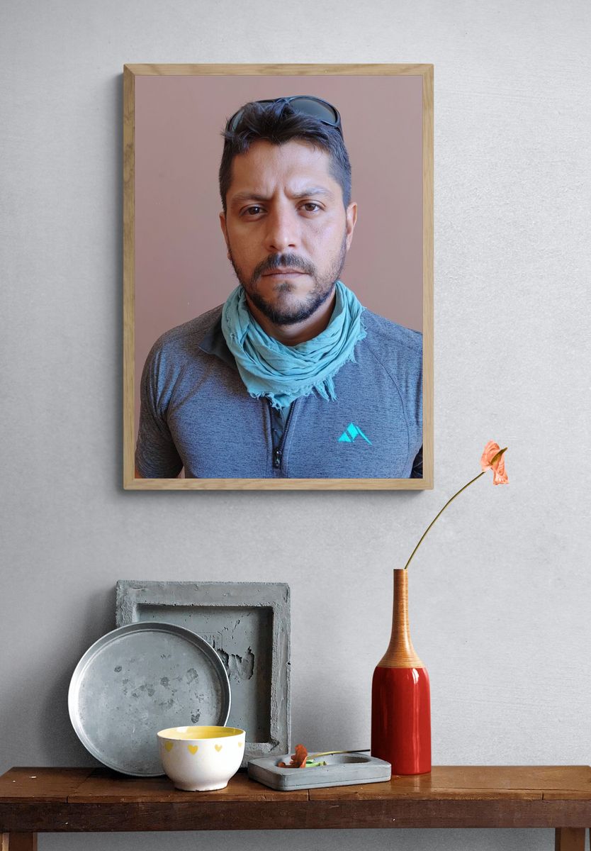 Serious Man Portrait Photography Print. — room view 3