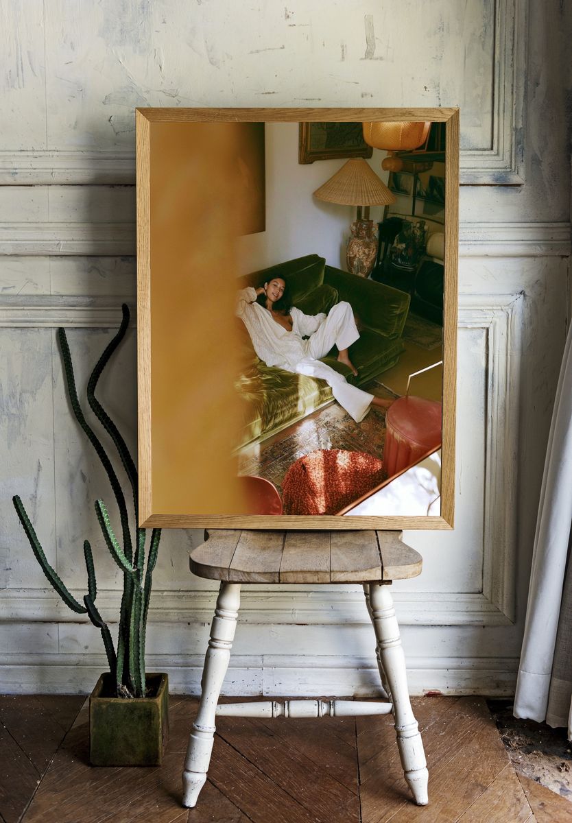 Velvet Sofa Portrait Photography Print. — room view 1
