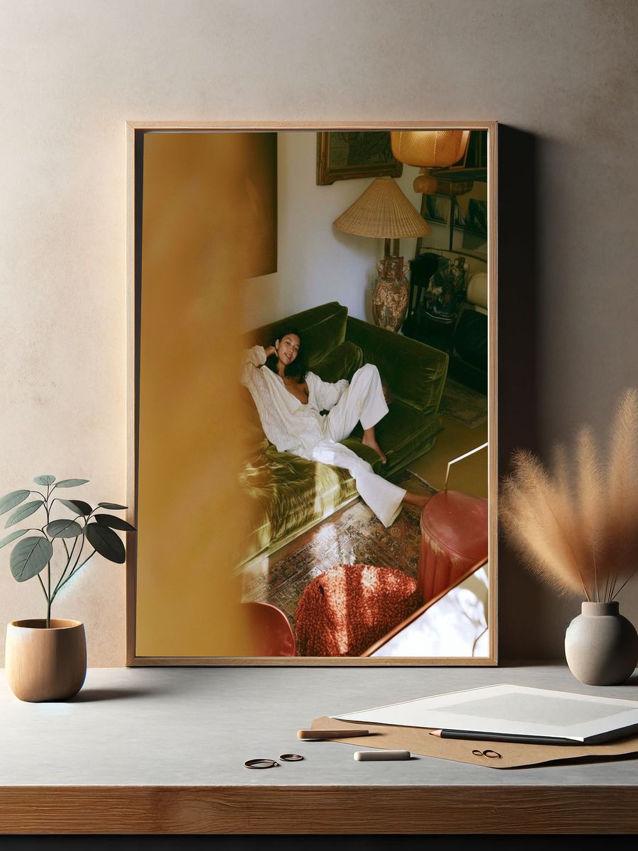 Velvet Sofa Portrait Photography Print. — room view 2