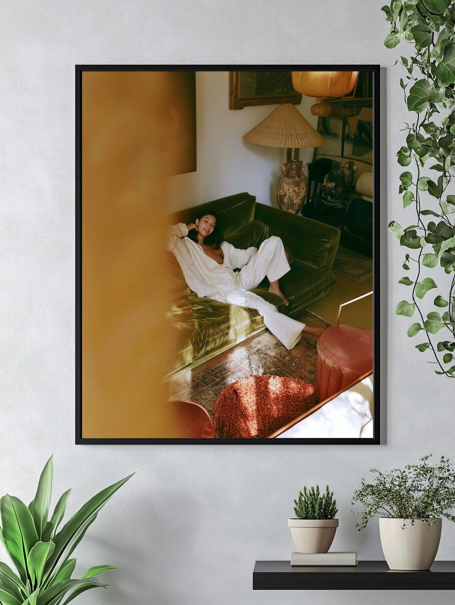 Velvet Sofa Portrait Photography Print. — room view 4