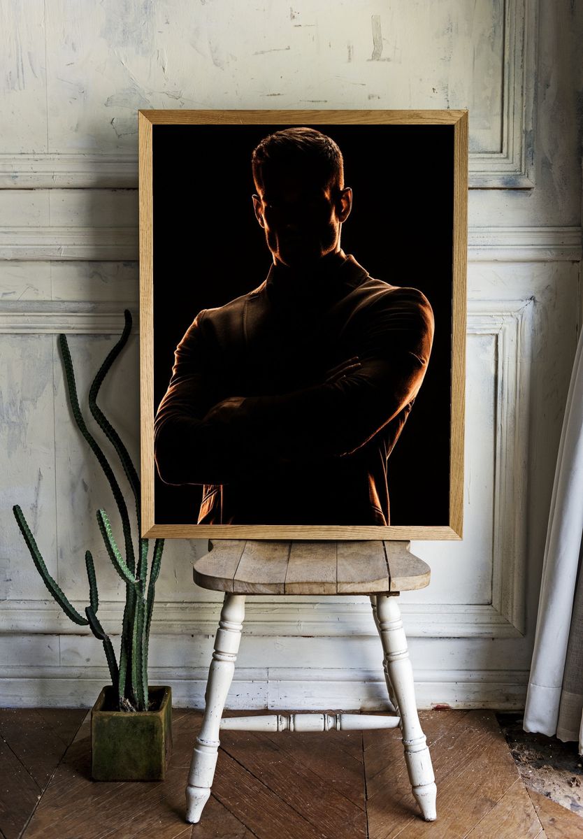 Shadowed Man Portrait Poster. room preview