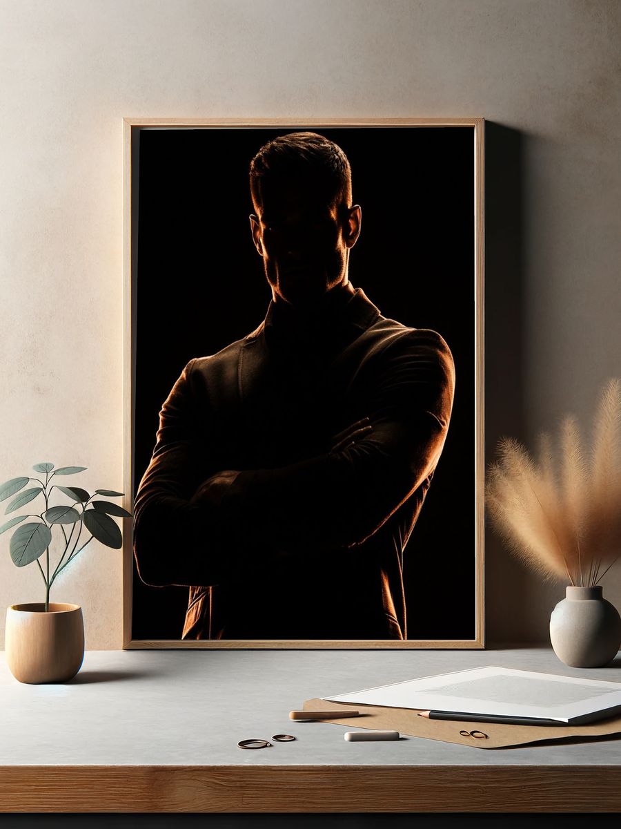 Shadowed Man Portrait Poster. — room view 2
