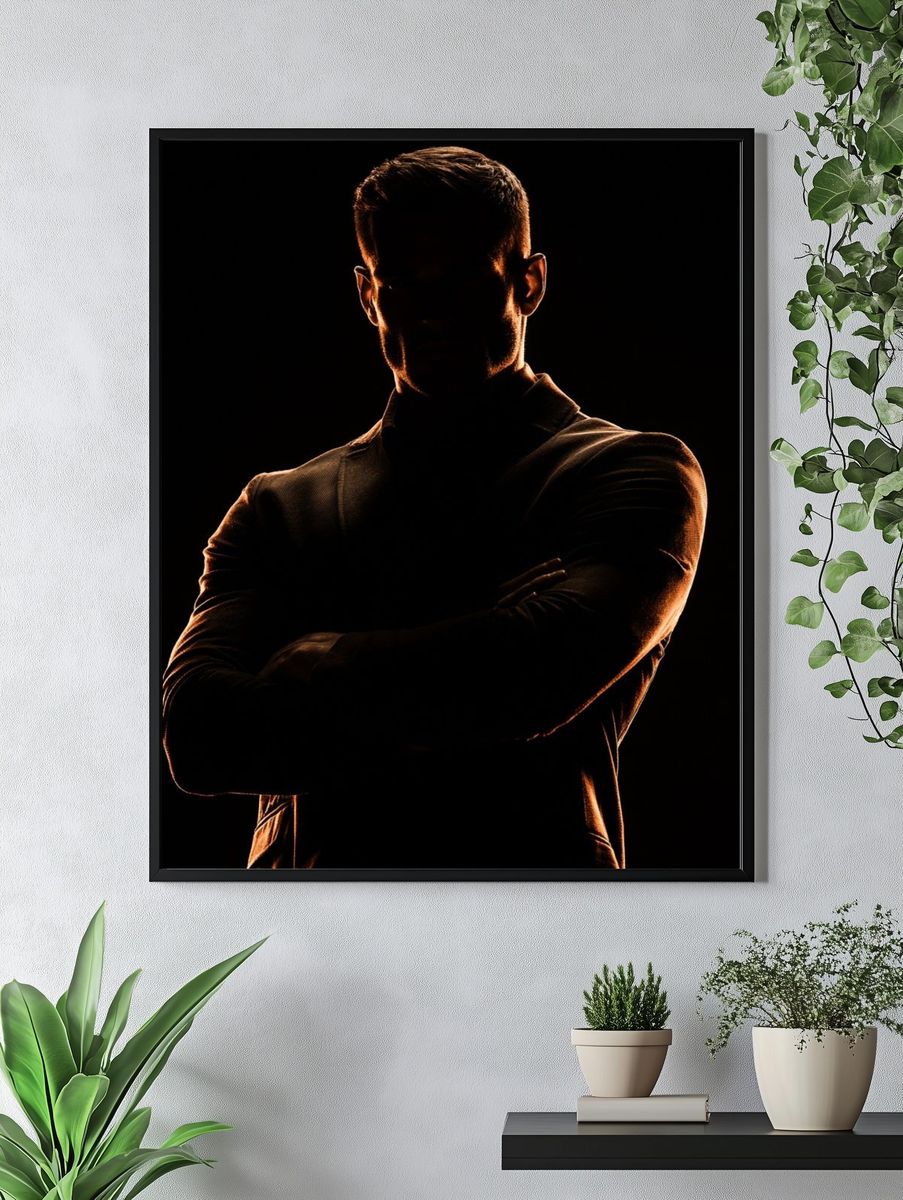 Shadowed Man Portrait Poster. — room view 4