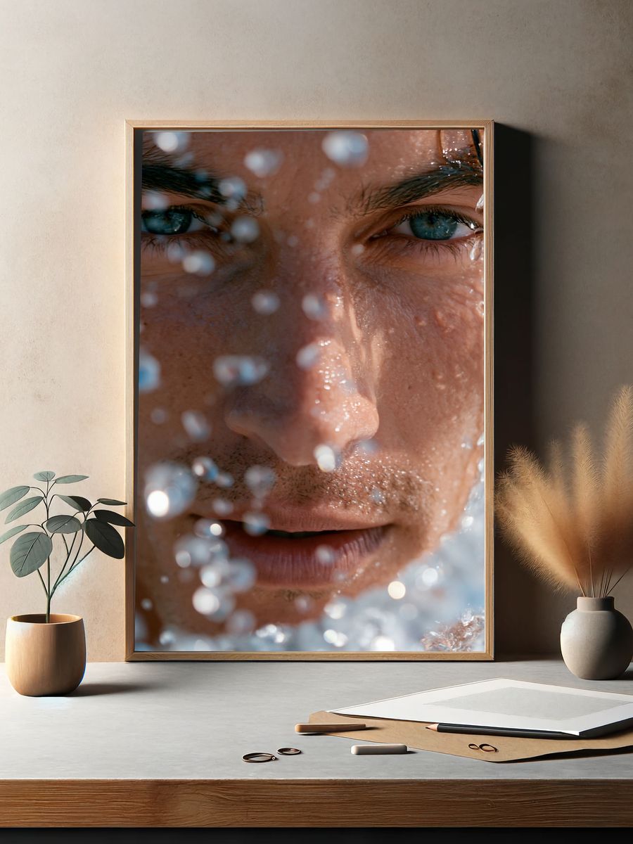 Water-Drenched Portrait Photography Poster. — room view 2