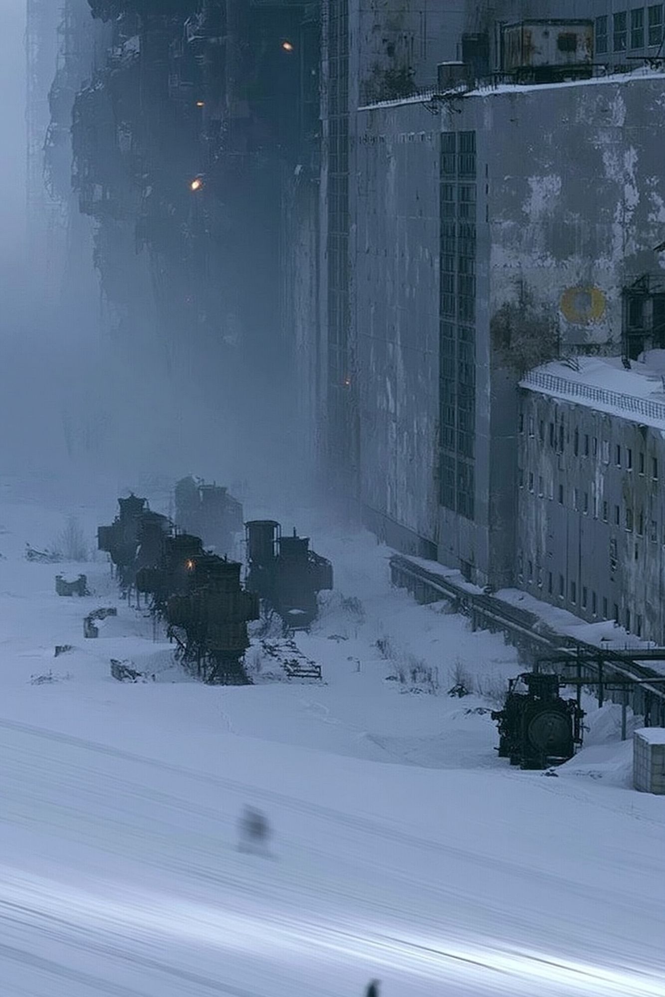 Snowy Industrial Cityscape Photography Poster. poster — photography art