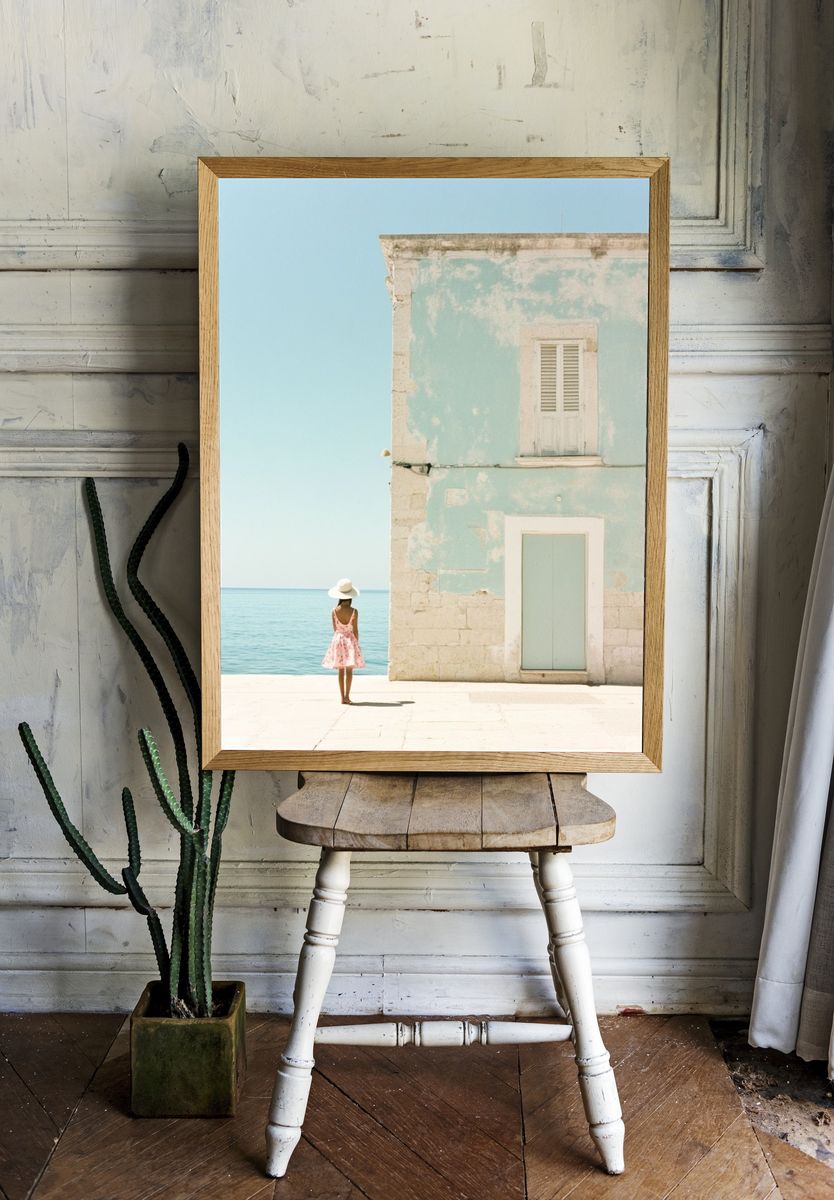 Seaside Pastel House Photography Poster. room preview