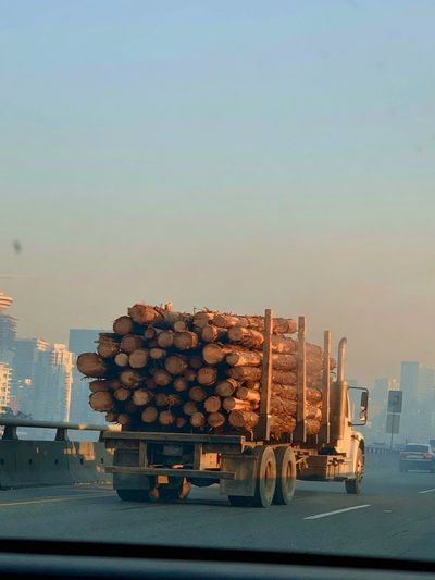 Log Truck Cityscape Photography Poster.