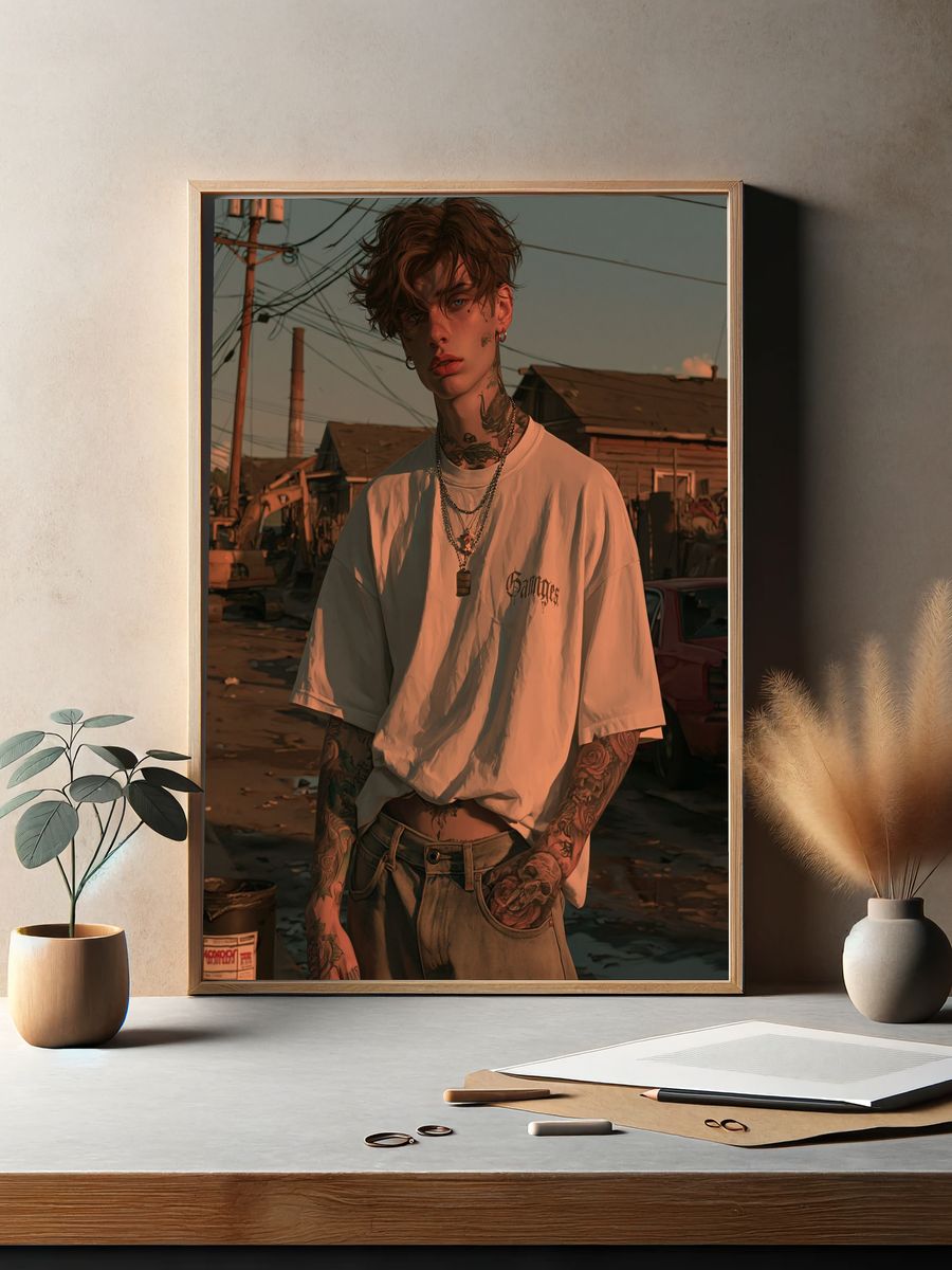 Tattooed Street Portrait Poster. — room view 2