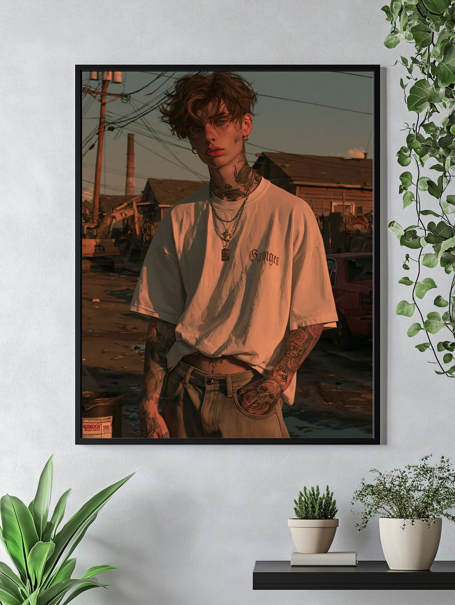 Tattooed Street Portrait Poster. — room view 4