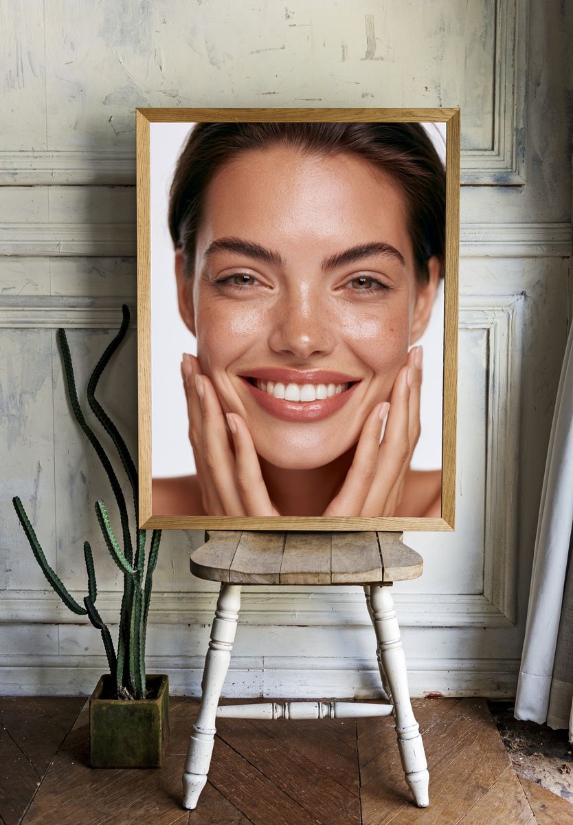 Smiling Woman Portrait Poster. room preview