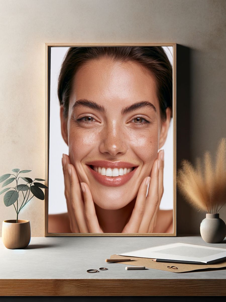 Smiling Woman Portrait Poster. — room view 2