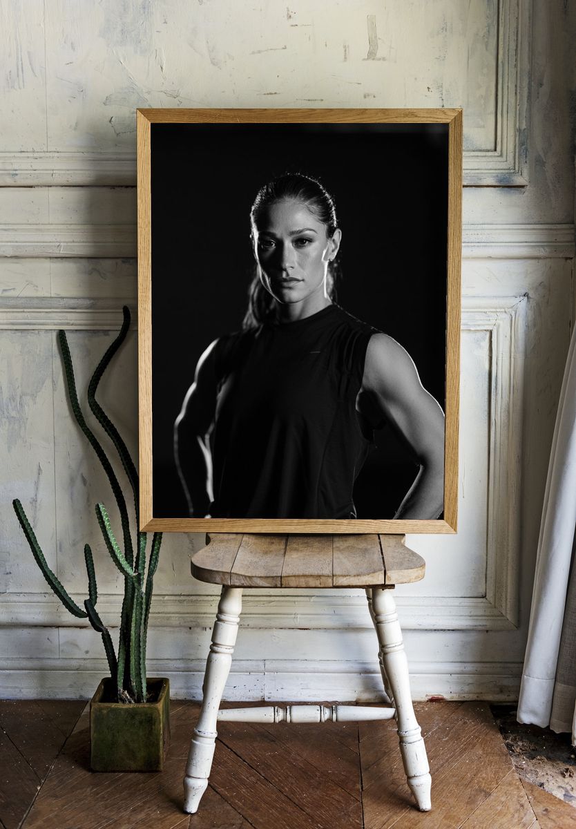 Athletic Portrait Black-White Poster. — room view 1