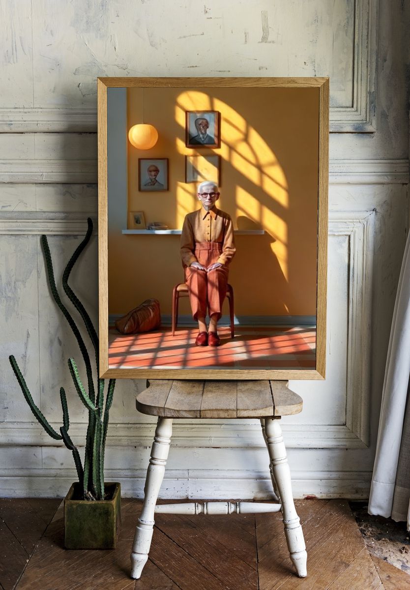 Sunlit Elder Portrait Print. room preview