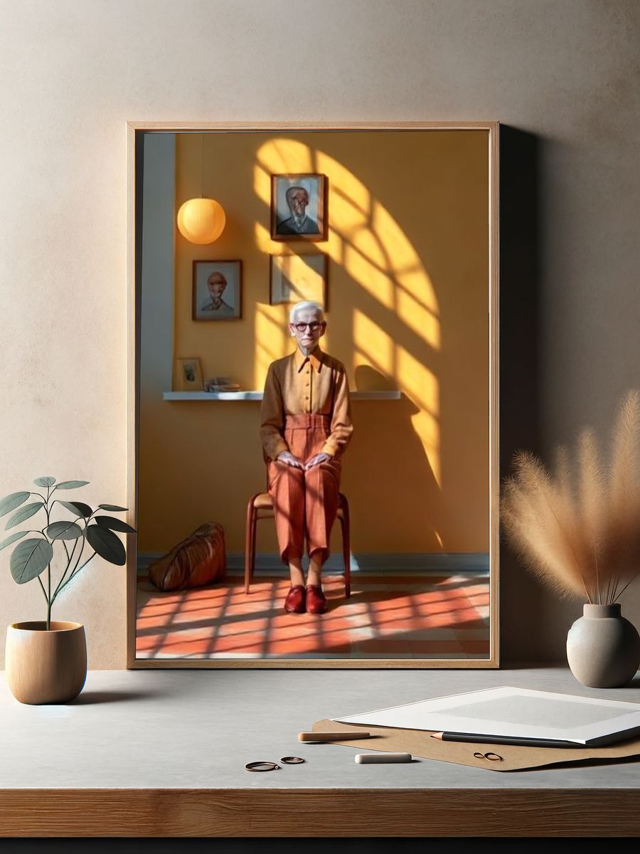 Sunlit Elder Portrait Print. — room view 2