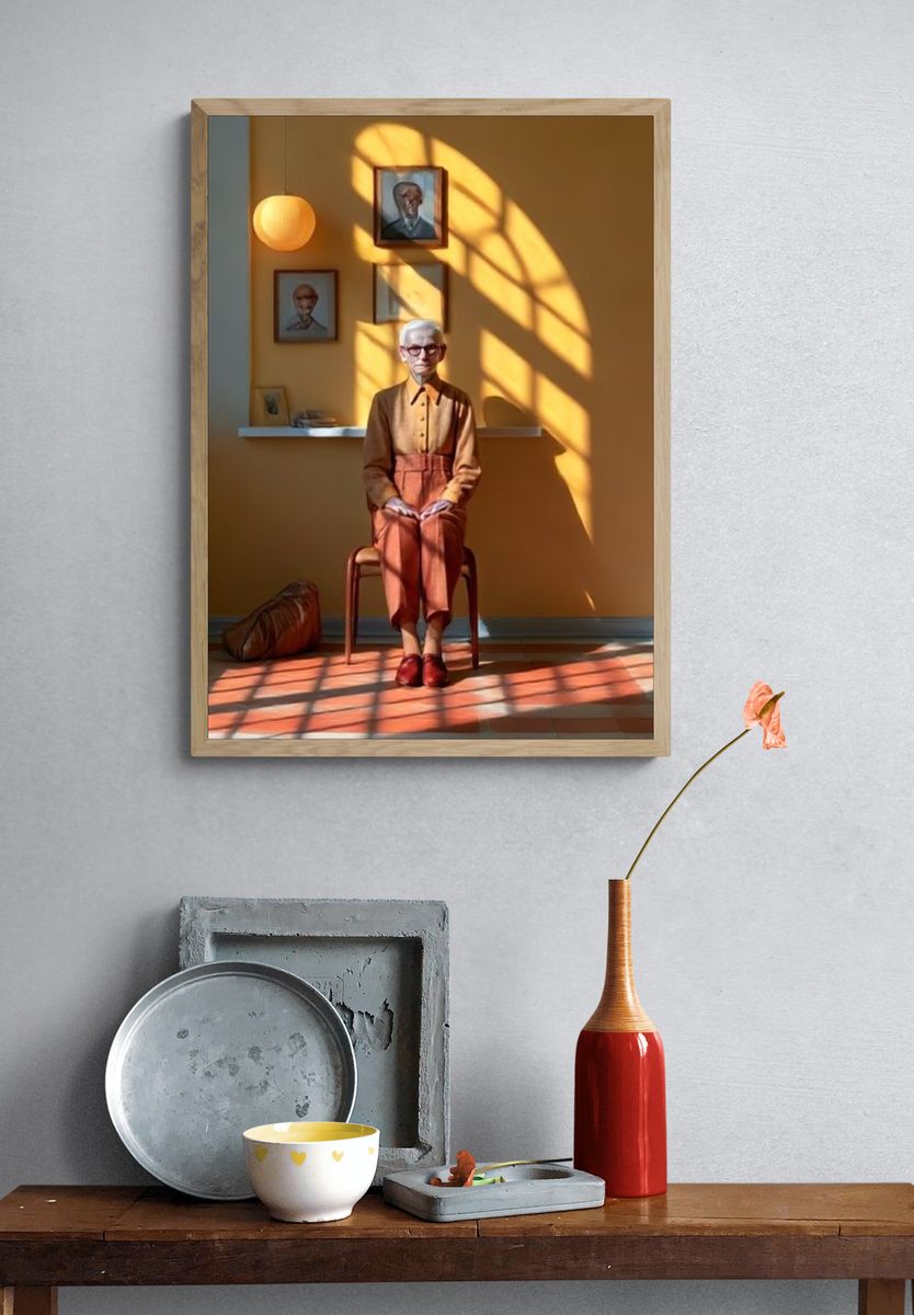 Sunlit Elder Portrait Print. — room view 3