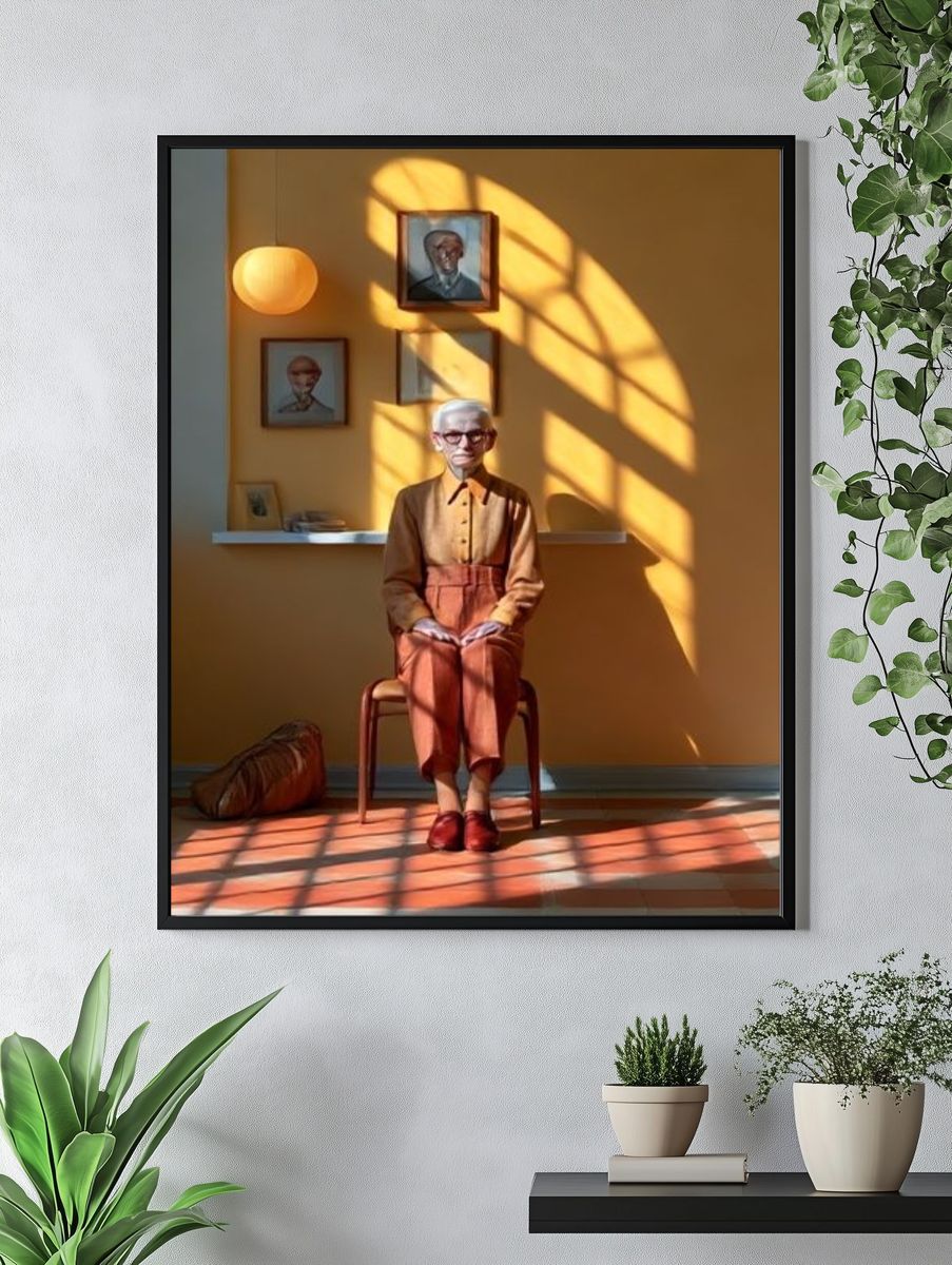 Sunlit Elder Portrait Print. — room view 4