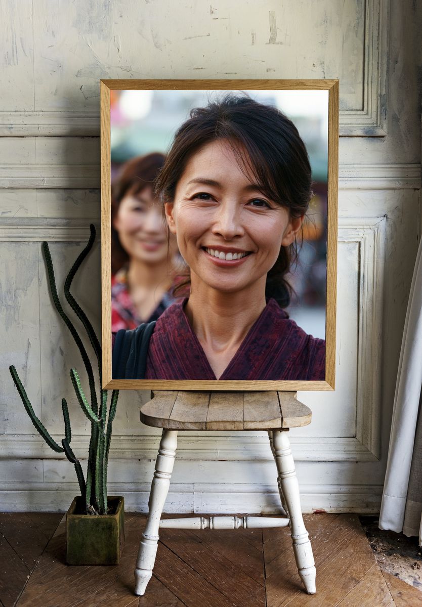 Smiling Woman Street Portrait Poster. room preview