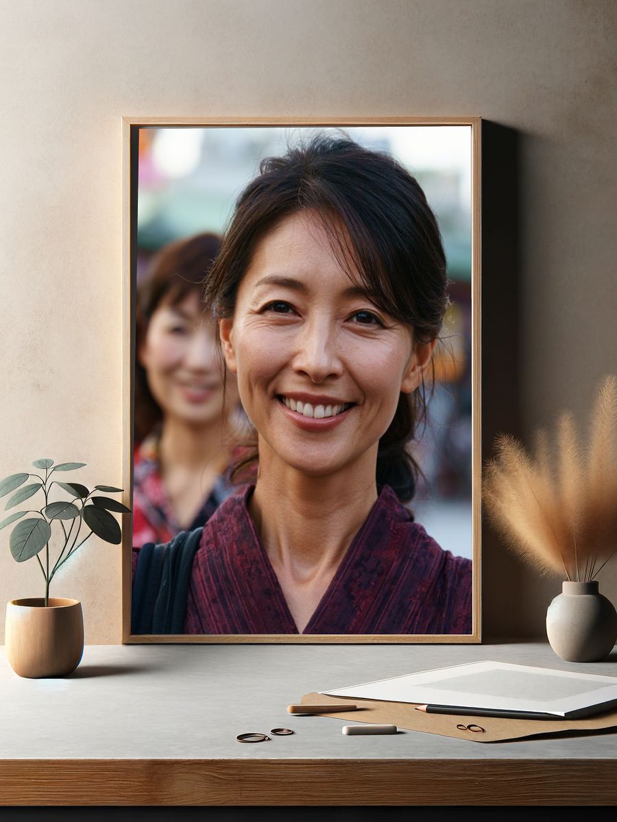Smiling Woman Street Portrait Poster. — room view 2