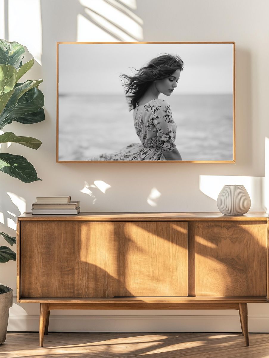Windblown Woman Portrait Print. — room view 3