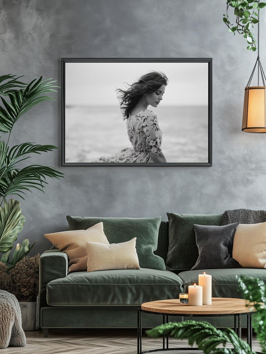 Windblown Woman Portrait Print. — room view 4