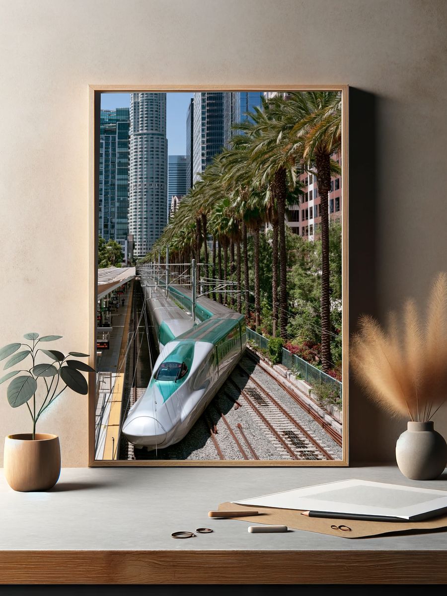 Downtown High-Speed Rail Photography Poster. — room view 2