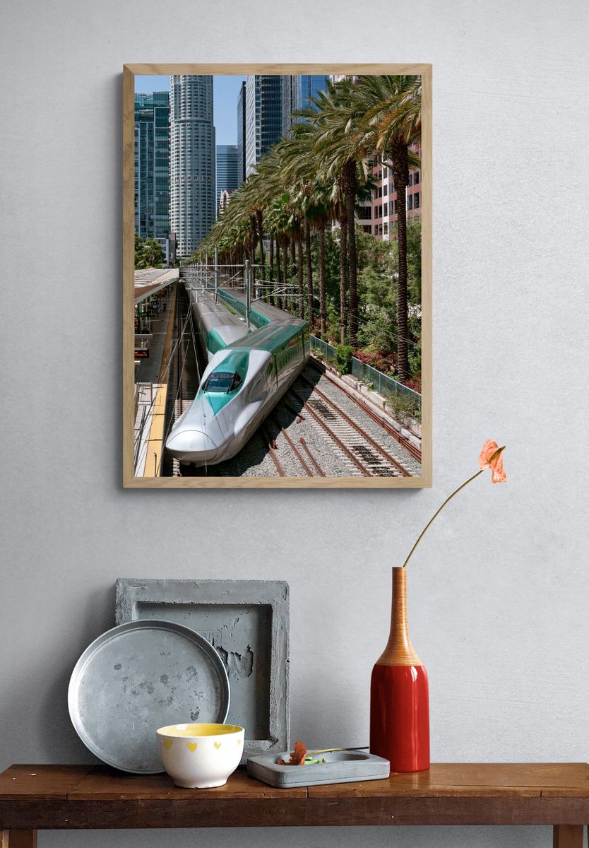 Downtown High-Speed Rail Photography Poster. — room view 3