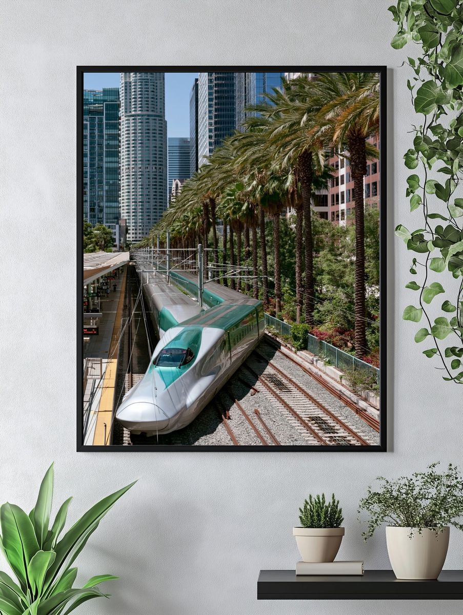Downtown High-Speed Rail Photography Poster. — room view 4
