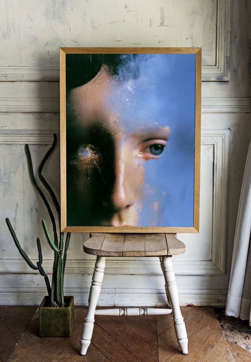 Blue Portrait Photography Poster. — room view 1