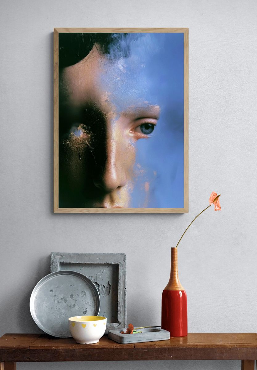 Blue Portrait Photography Poster. — room view 3