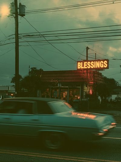 Blessings Neon Street Scene Poster.