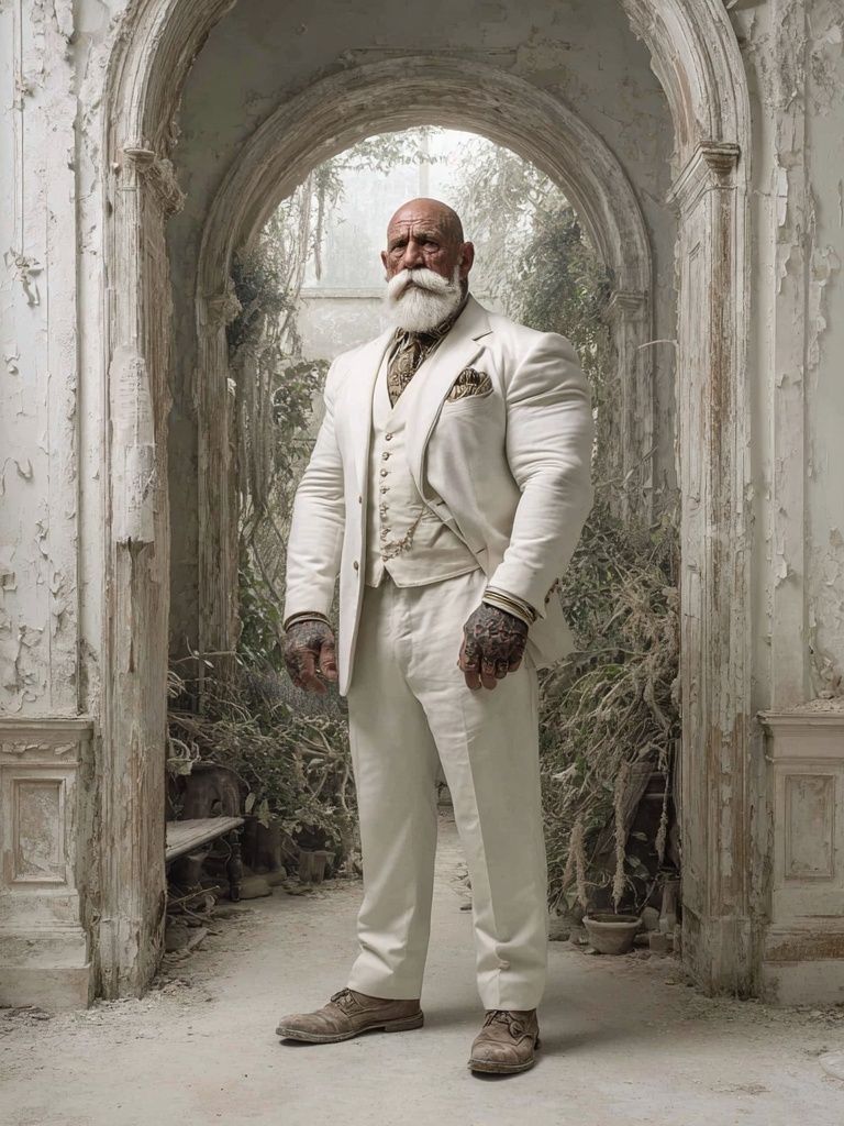 Elder Gentleman in White Suit Poster. poster — photography art