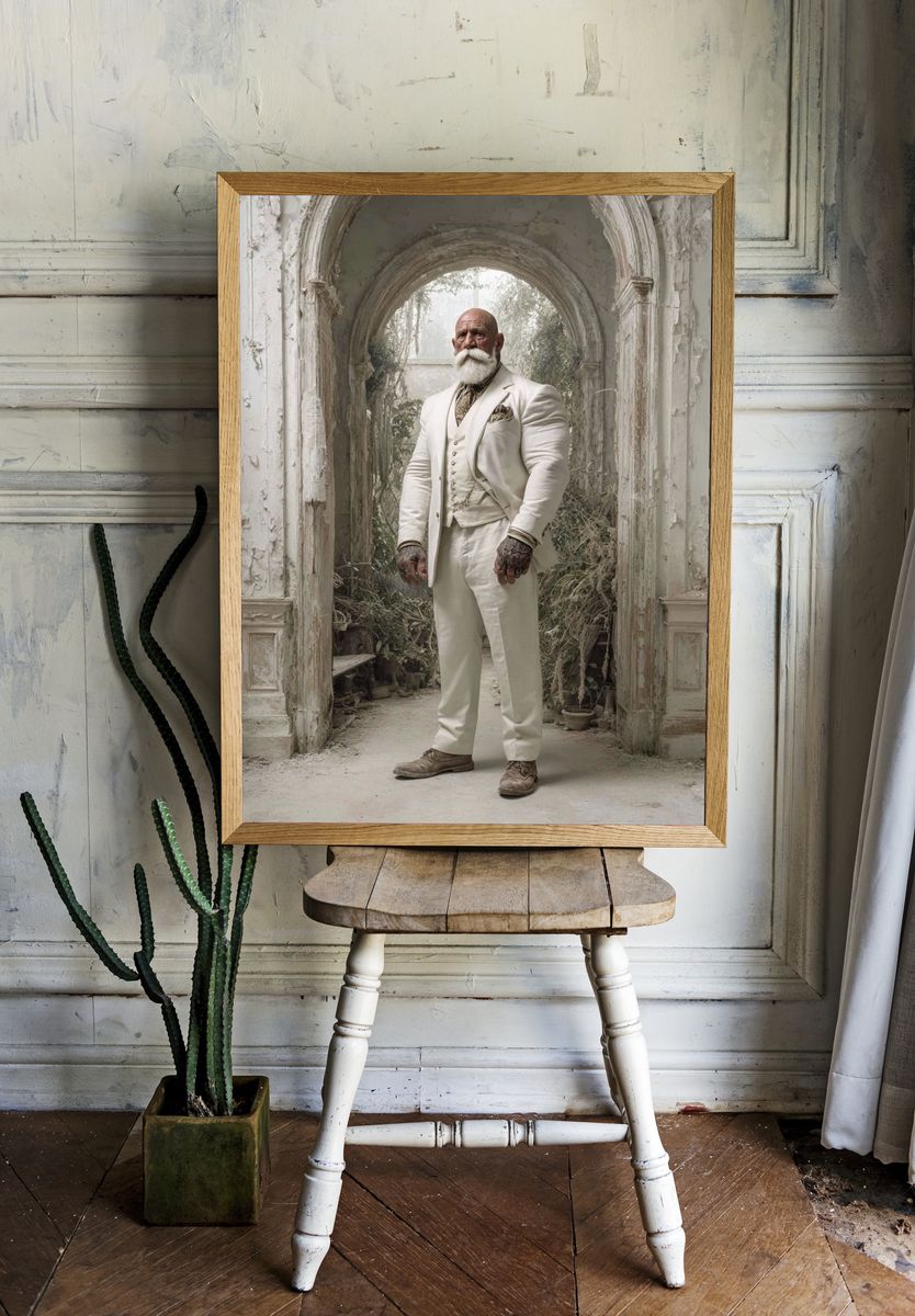 Elder Gentleman in White Suit Poster. room preview