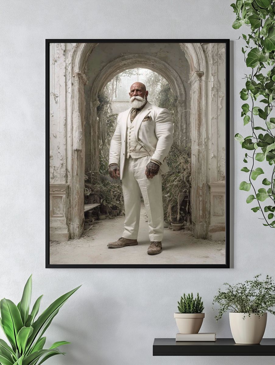 Elder Gentleman in White Suit Poster. — room view 4