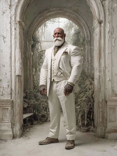 Elder Gentleman in White Suit Poster.