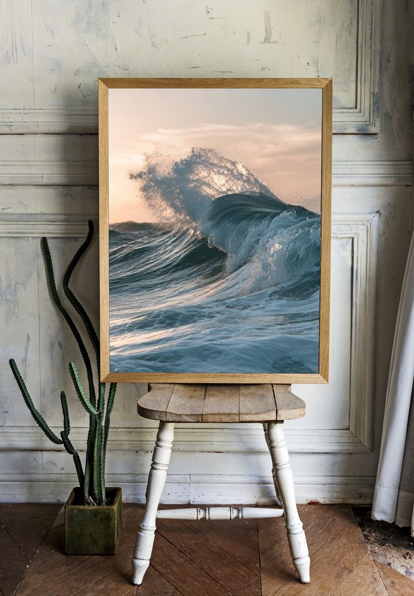 Ocean Wave Sunrise Photography Poster. room preview