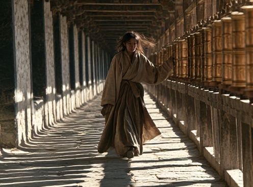 Monk Corridor Walk Photography Poster. poster — photography art