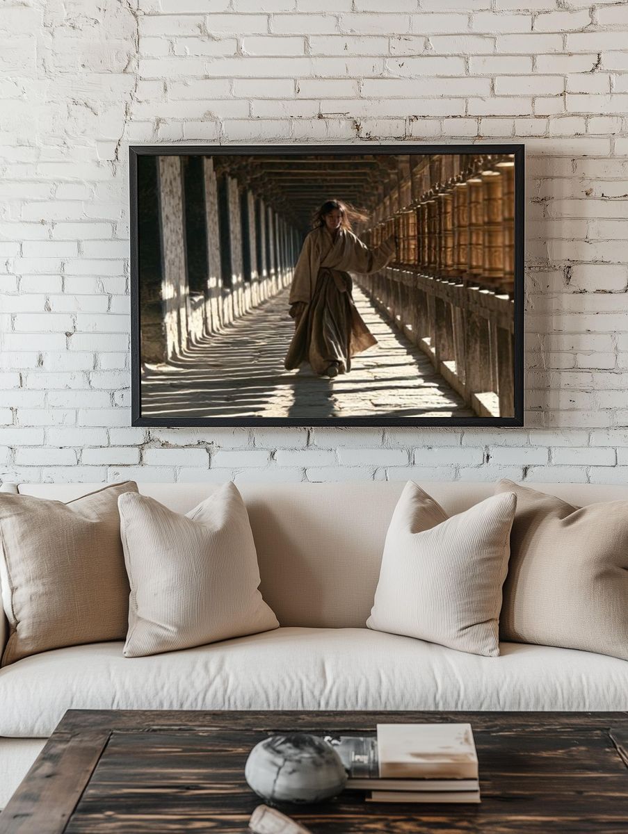 Monk Corridor Walk Photography Poster. — room view 1