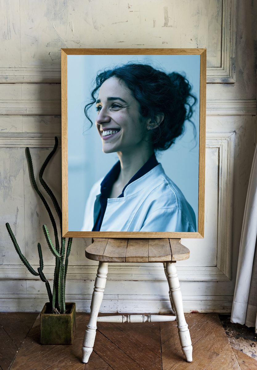 Smiling Woman Portrait Print. room preview