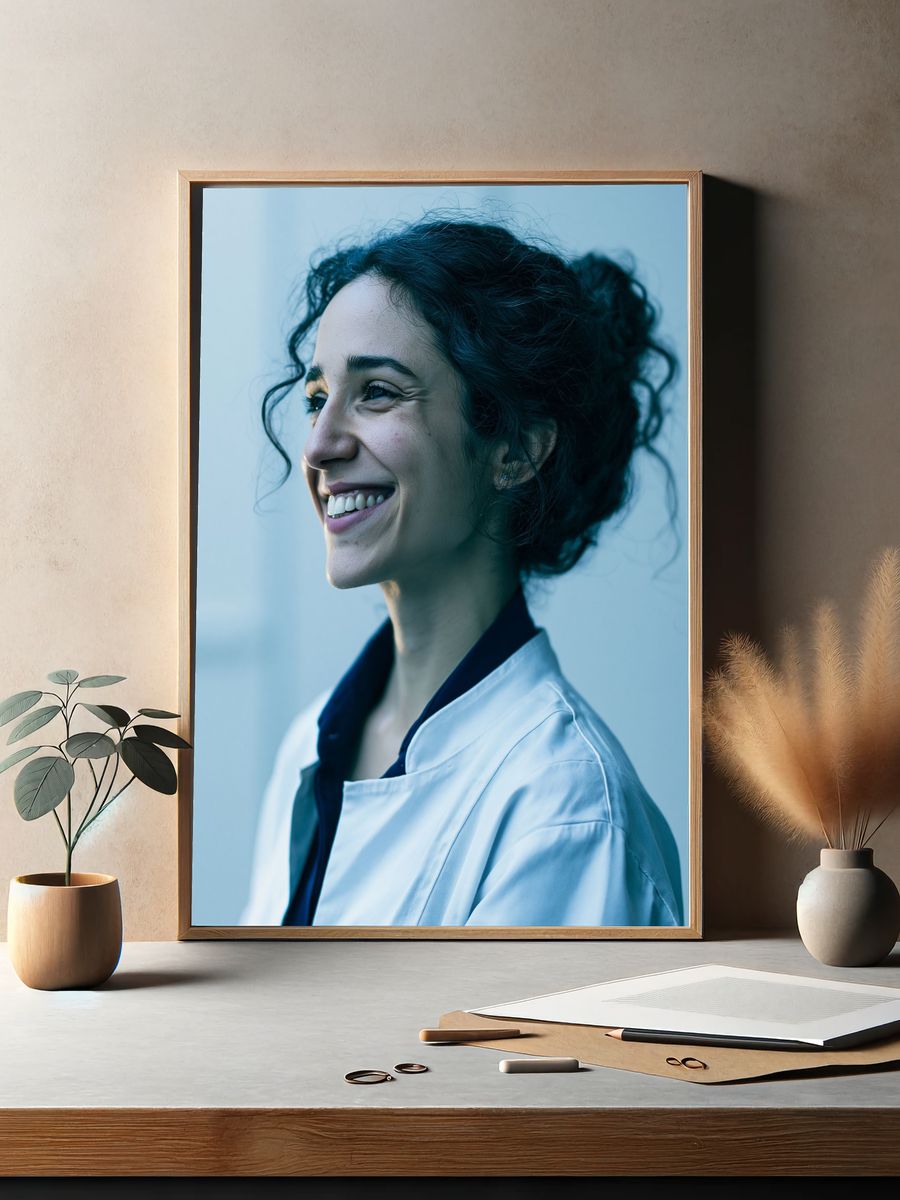Smiling Woman Portrait Print. — room view 2