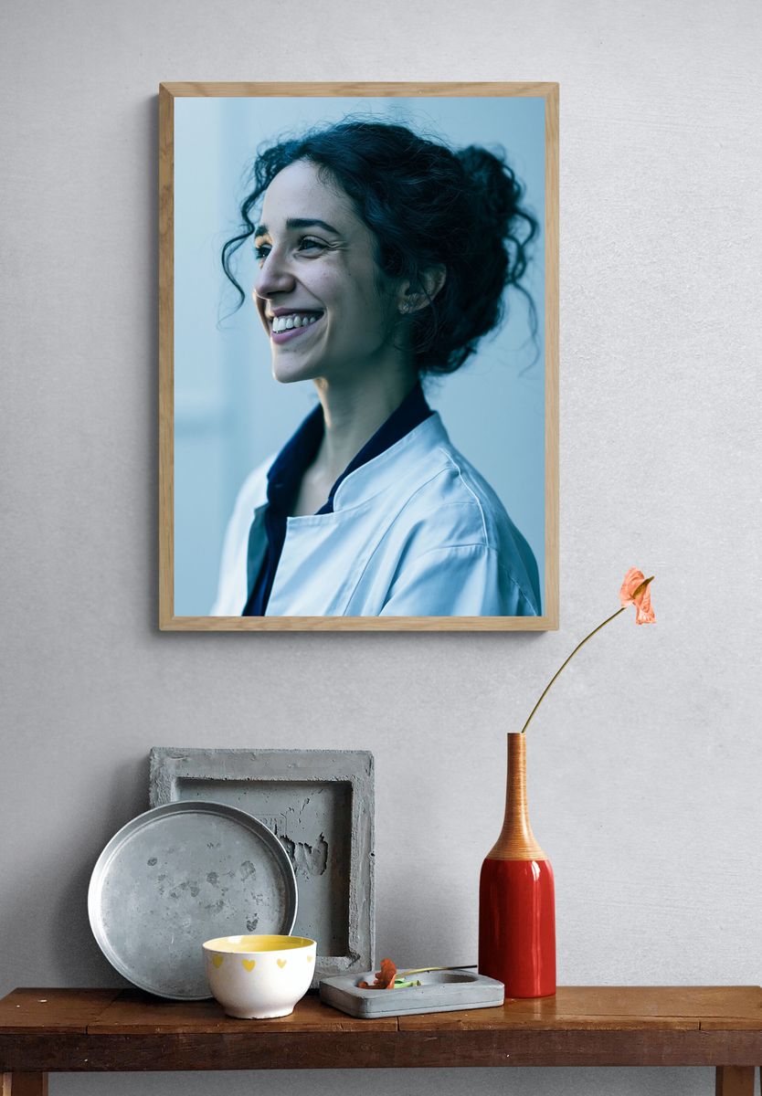 Smiling Woman Portrait Print. — room view 3