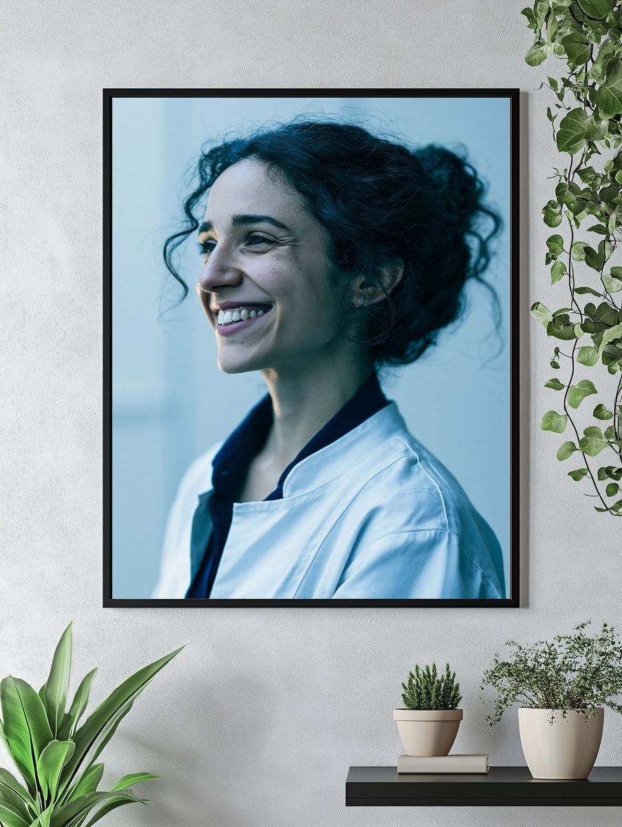 Smiling Woman Portrait Print. — room view 4