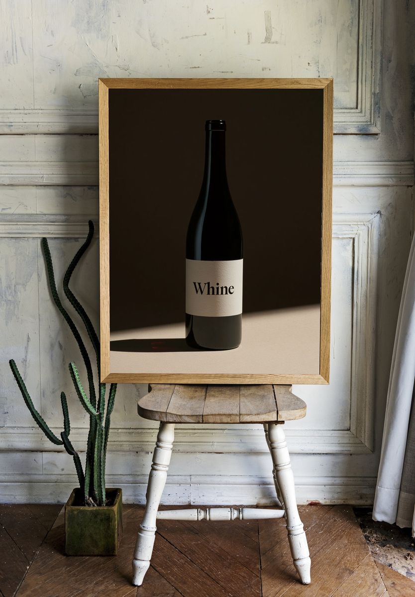 Whine Wine Bottle Photography Poster. room preview
