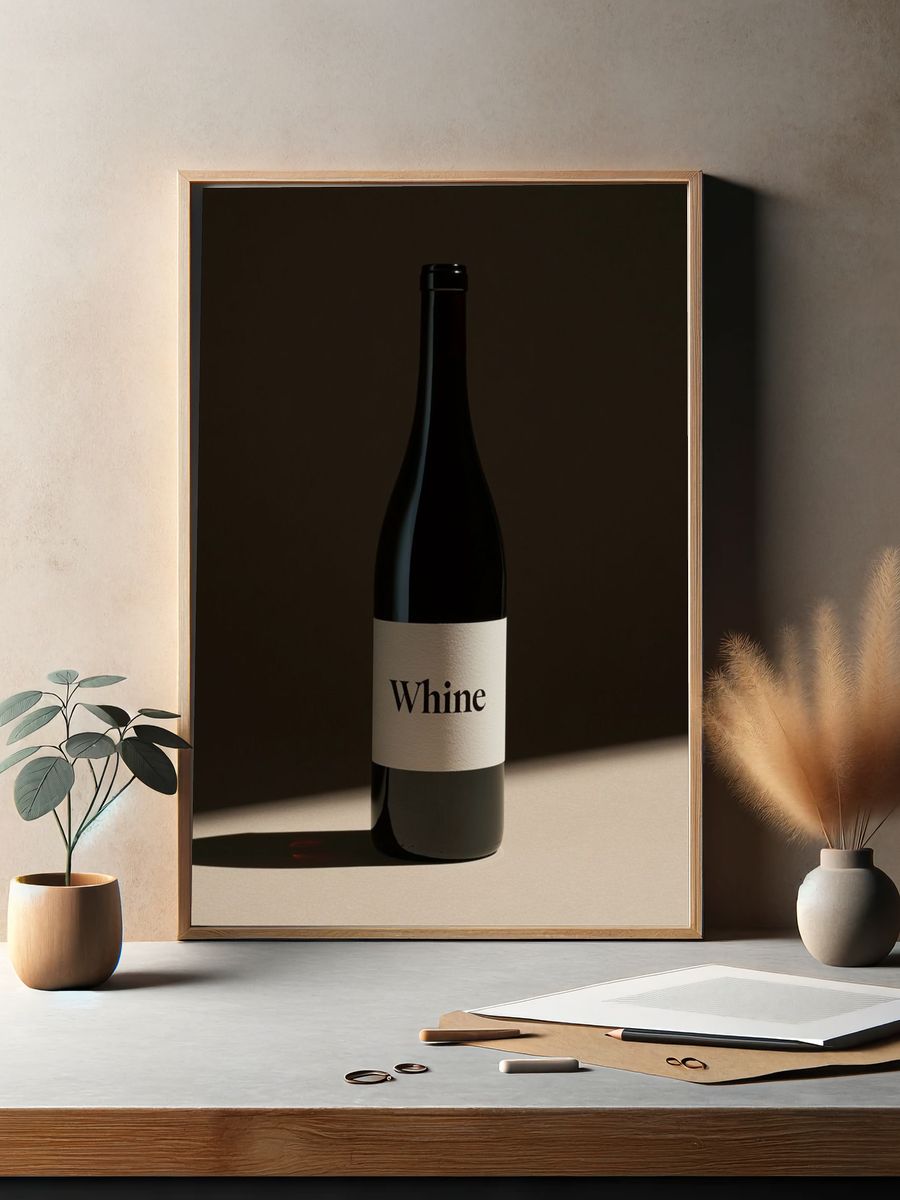Whine Wine Bottle Photography Poster. — room view 2